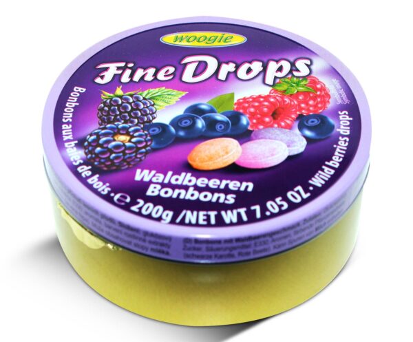 3eea36af6eceb4f59f180a418d27f32f9e11f242985566bb6b2880c519ea7c02 Woogie Forest Berries Drops Sanded Candies 200g Tin 1