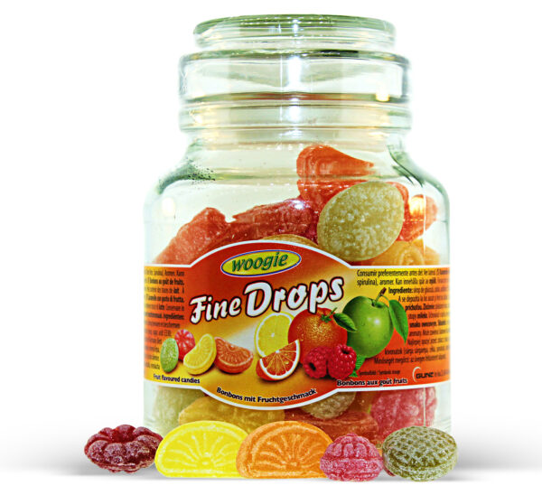 as0108 German Fine Drops Sanded Mix fruits Candy Mini Glass Jar 300gr (2 pcs) 1