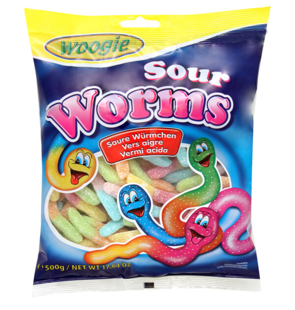 cz0002 Woogie, Sour Gummy Worms 500g bag (2 Lbs) 1