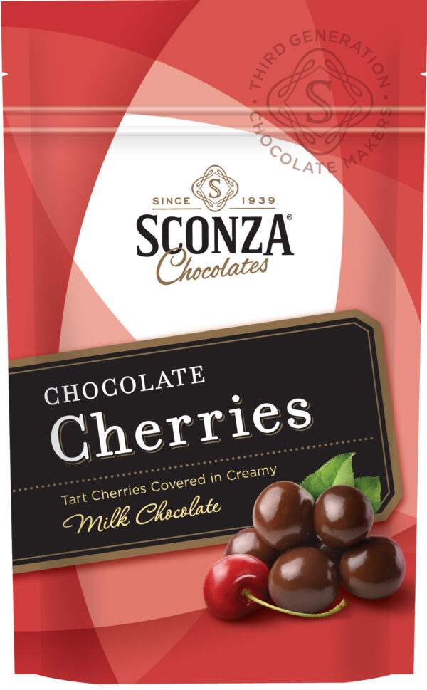 us0052 Sconza, Milk Chocolate Cherries 4.5 oz. Bag (3 pcs) 1