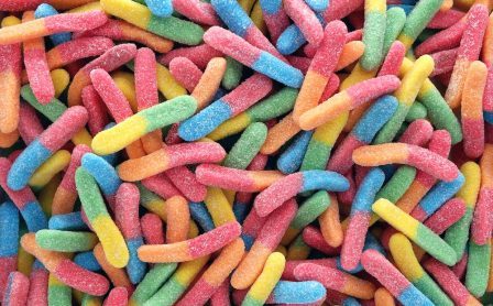 multicolored candy worms